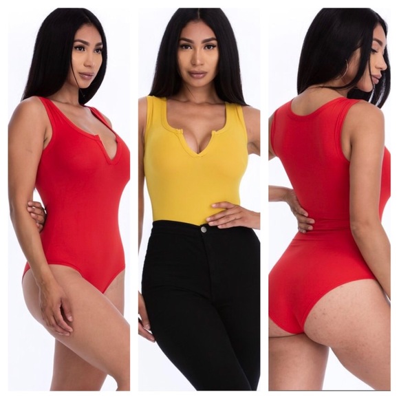 🆕↙️ Split Neckline Bodysuit Top - Picture 3 of 4